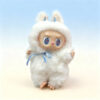 Blue Ribbon White Fluffy Plush Doll | 17CM Vinyl Face Figure
